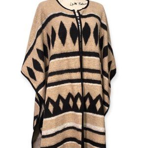 Lucky Brand Southwestern Winter Blanket Poncho Cape Soft Cozy Oversized Wrap OS